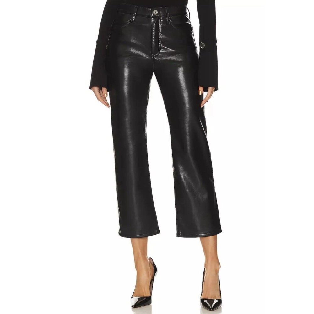 FRAME Le Jane Crop Genuine Leather Black Size 26‎